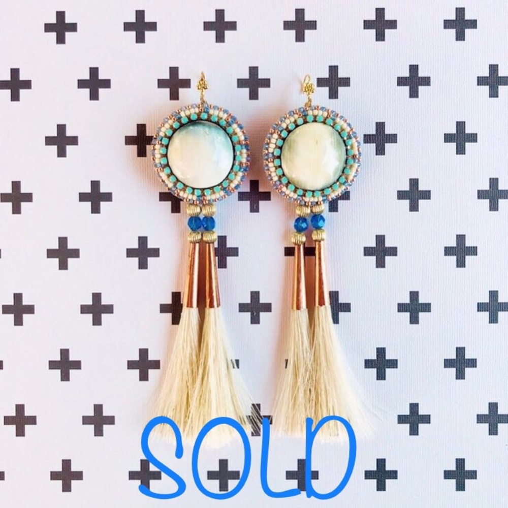 Native American Beaded Horsehair Earrings